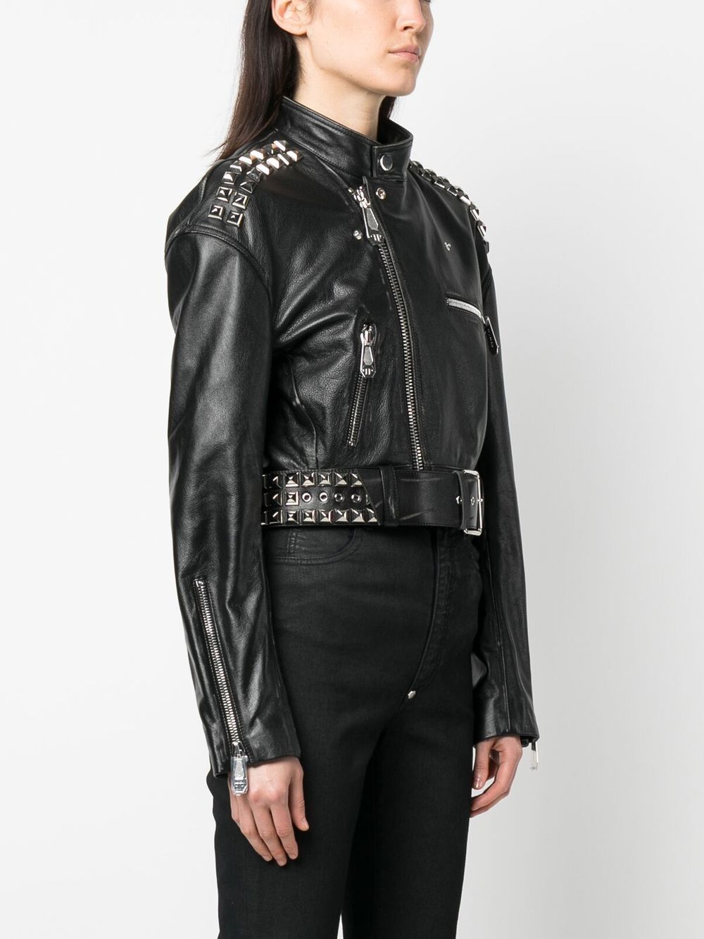 Philipp Plein rock-stud cropped leather jacket - Image 3