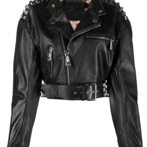 Philipp Plein  rock-stud cropped leather jacket