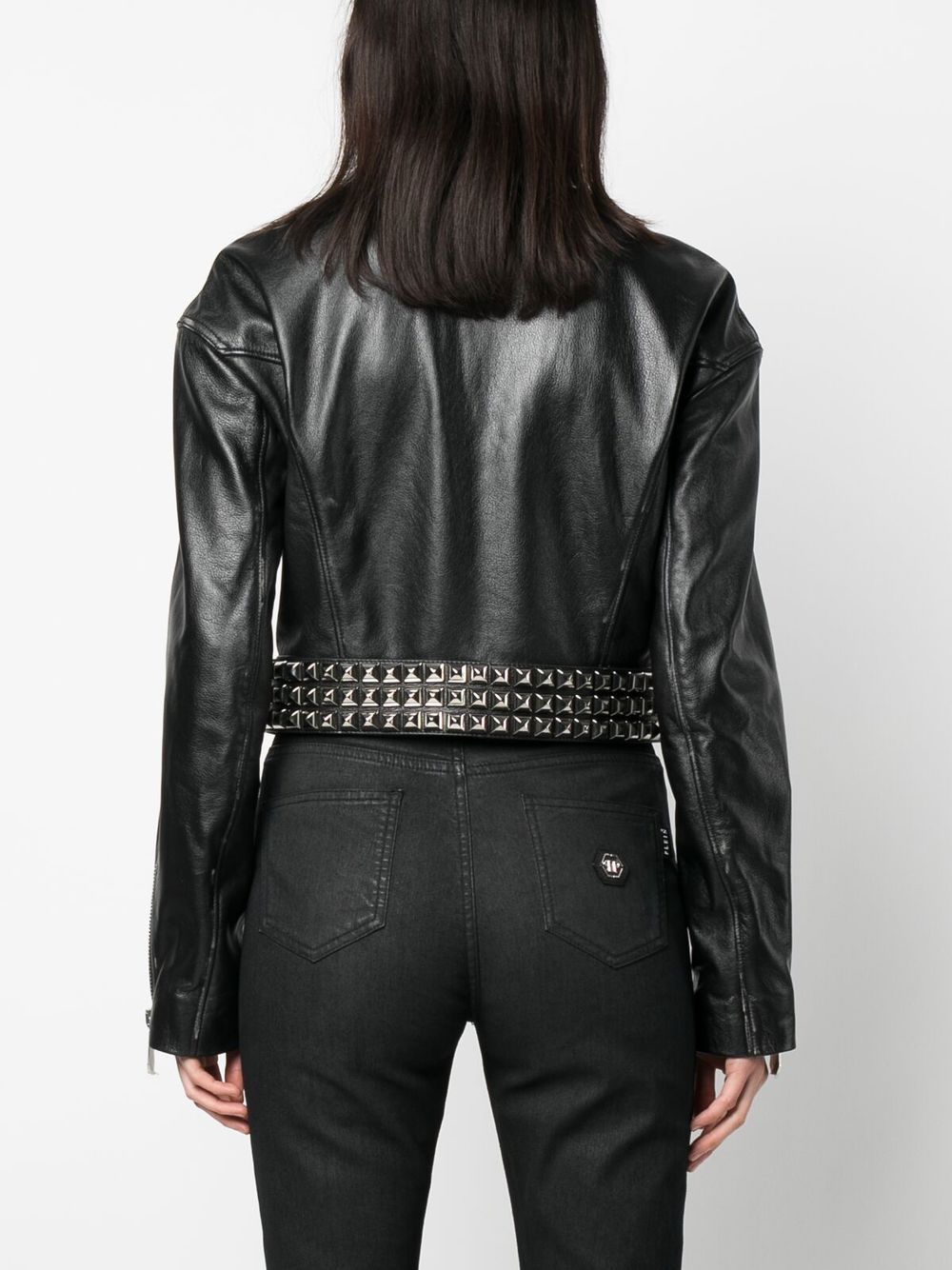 Philipp Plein rock-stud cropped leather jacket - Image 4