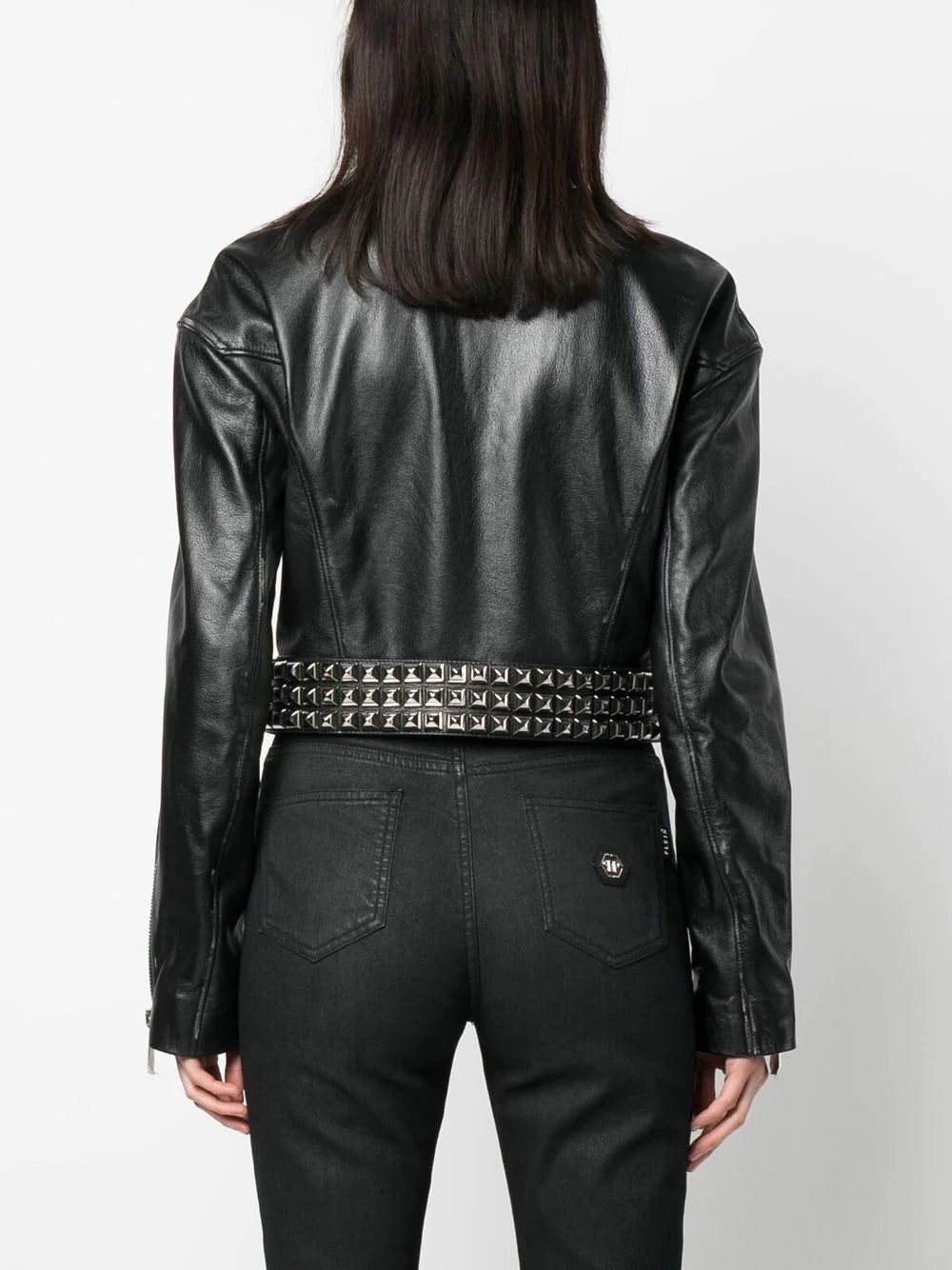 Philipp Plein rock-stud cropped leather jacket - Image 4