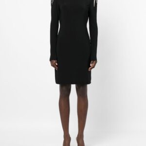 Philipp Plein crystal-shoulder long sleeve dress
