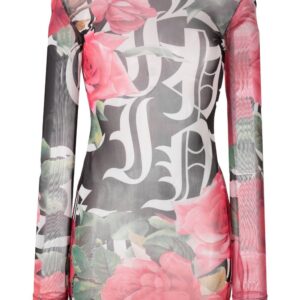 Philipp Plein logo-print semi-sheer mini dress