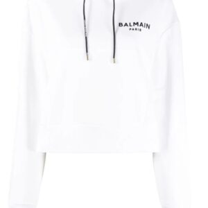 Balmain  logo-print cropped hoodie