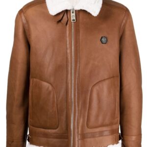 Philipp Plein  Shearling-lined leather jacket