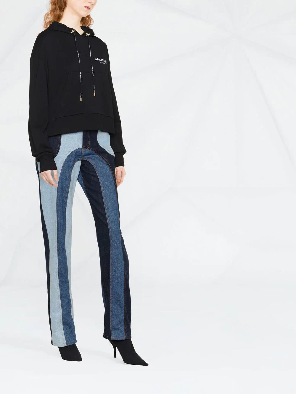 Balmain logo print drawstring hoodie - Image 2