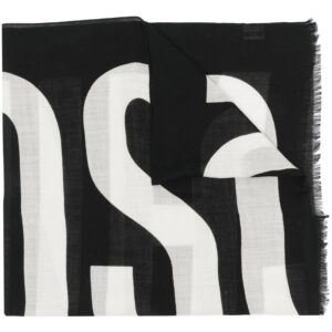 Moschino  logo-print frayed-edge scarf