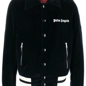 Palm Angels  logo-embroidered velvet jacket