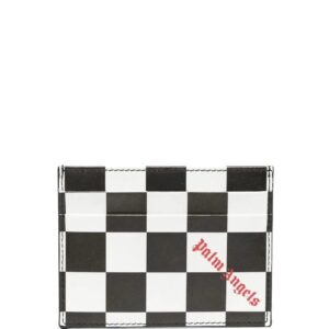 Palm Angels chequered-print leather cardholder