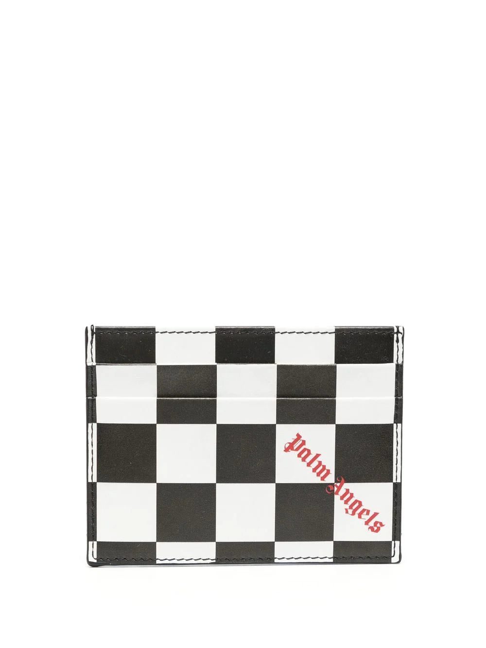 Palm Angels chequered-print leather cardholder