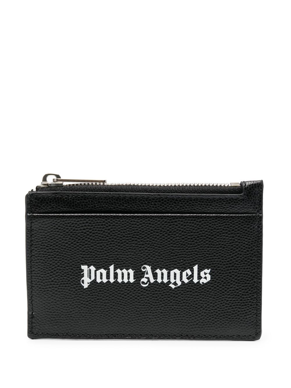 Palm Angels Gothic logo-print zipped cardholder