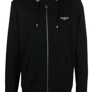 Balmain  logo-print zipped hoodie