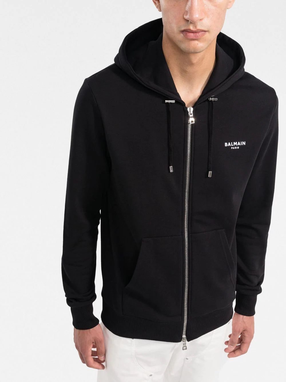 Balmain logo-print zipped hoodie - Image 3