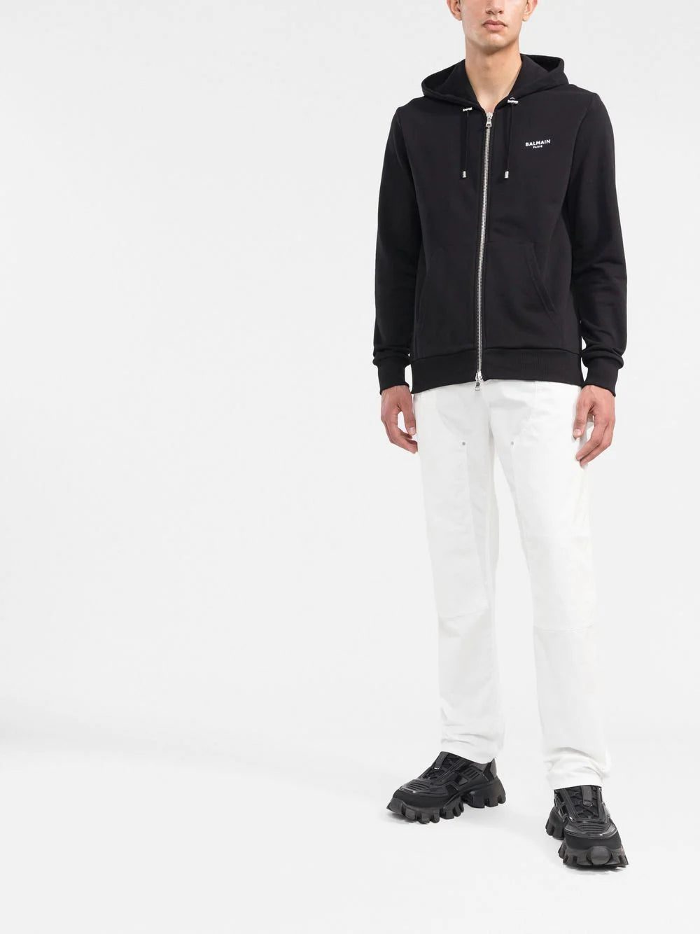 Balmain logo-print zipped hoodie - Image 2