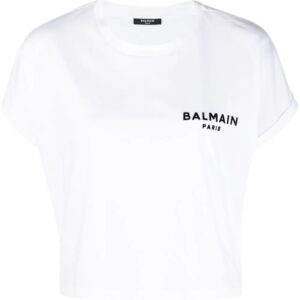 Balmain  logo-print cropped T-shirt