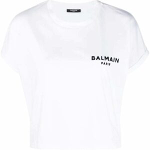 Balmain  logo-print cropped T-shirt