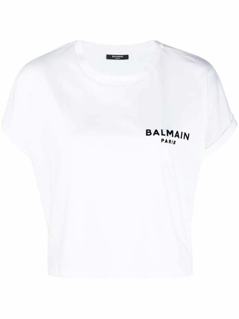Balmain logo-print cropped T-shirt