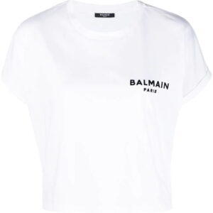 Balmain  logo-print cropped T-shirt