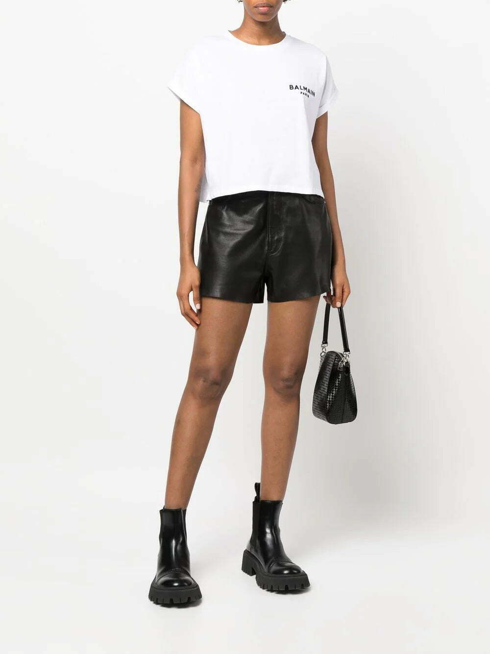 Balmain logo-print cropped T-shirt - Image 2