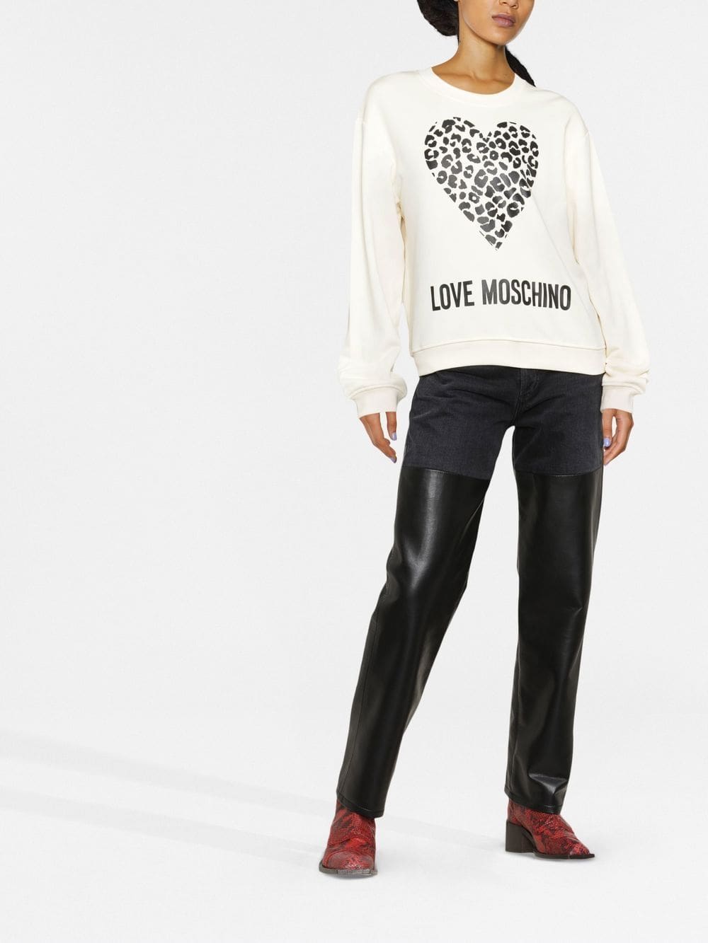 Love Moschino heart-print cotton sweatshirt - Image 2