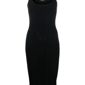 Versace  logo-plaque ribbed midi dress