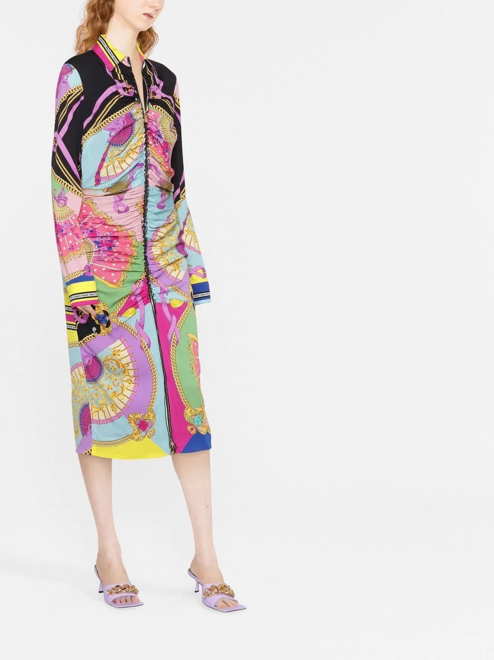 Versace I Ventagli midi shirt dress - Image 2