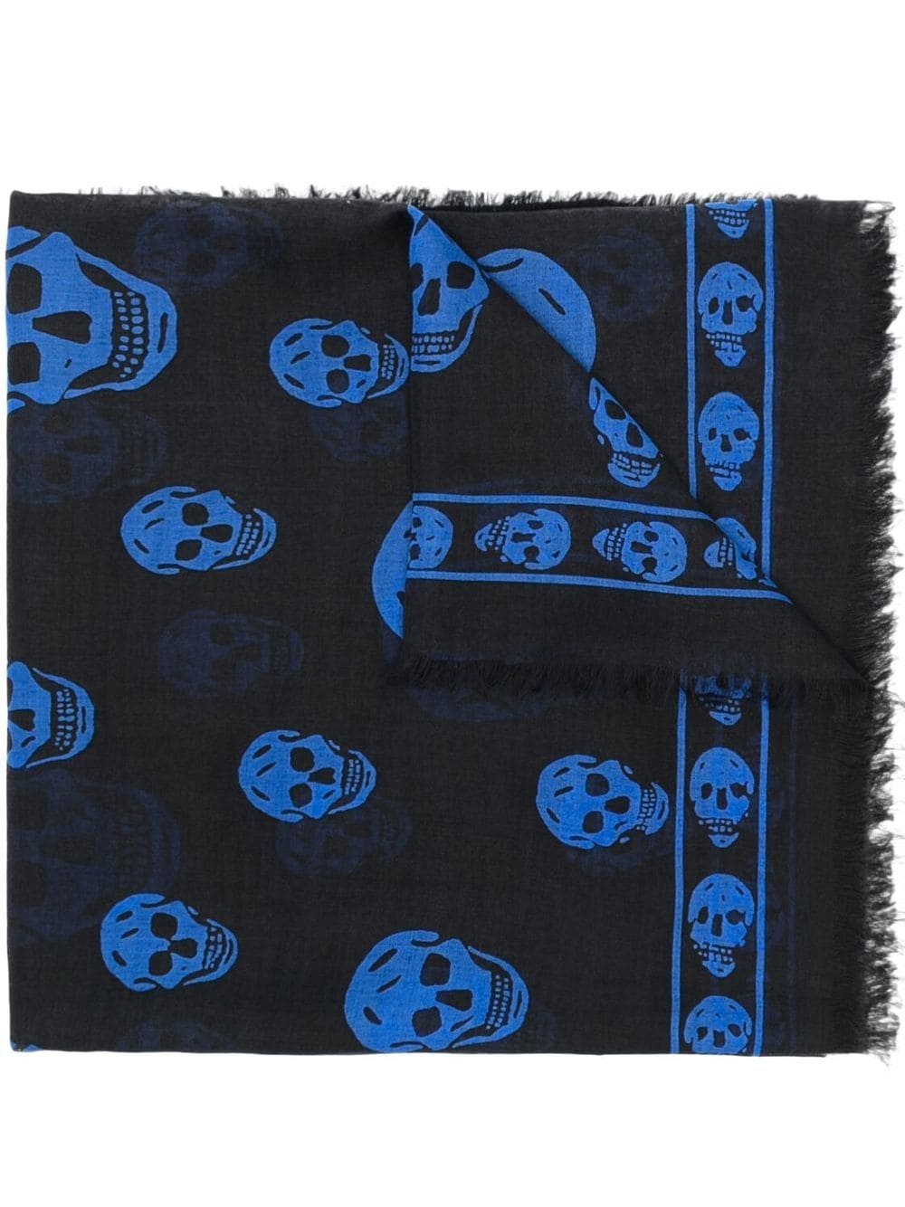 Alexander McQueen skull-print fringed scarf
