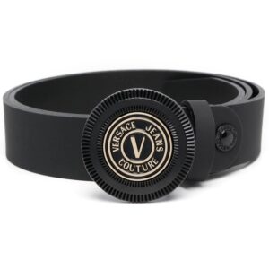 Versace embossed-logo leather belt