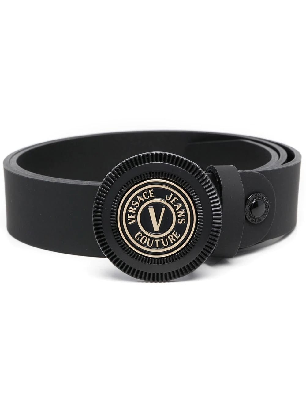 Versace embossed-logo leather belt