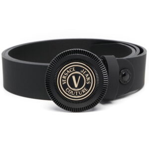 Versace embossed-logo leather belt