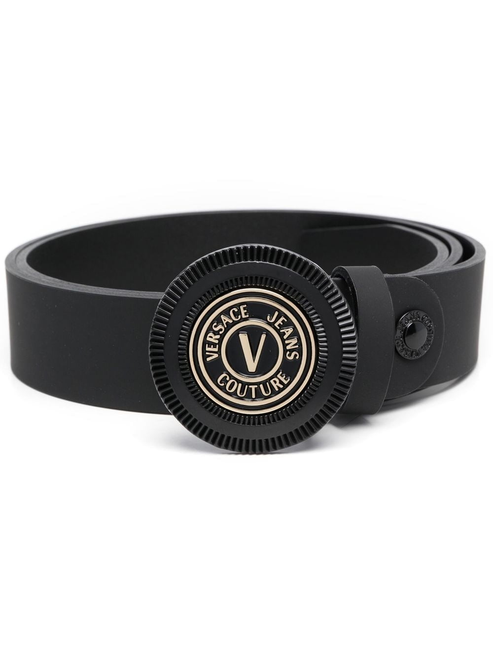 Versace embossed-logo leather belt