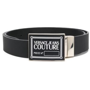 Versace logo-plaque leather belt