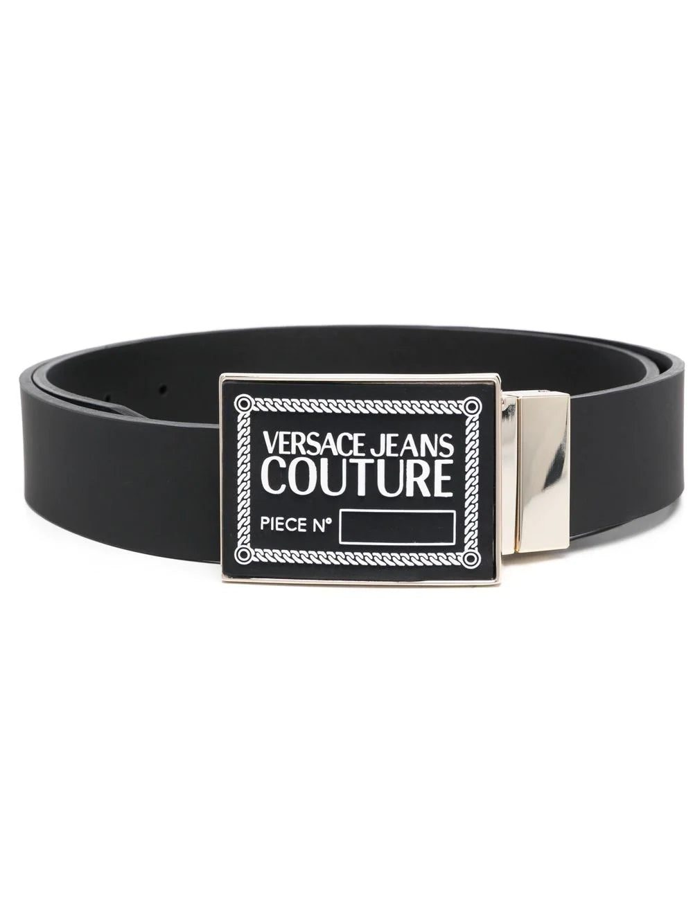 Versace logo-plaque leather belt