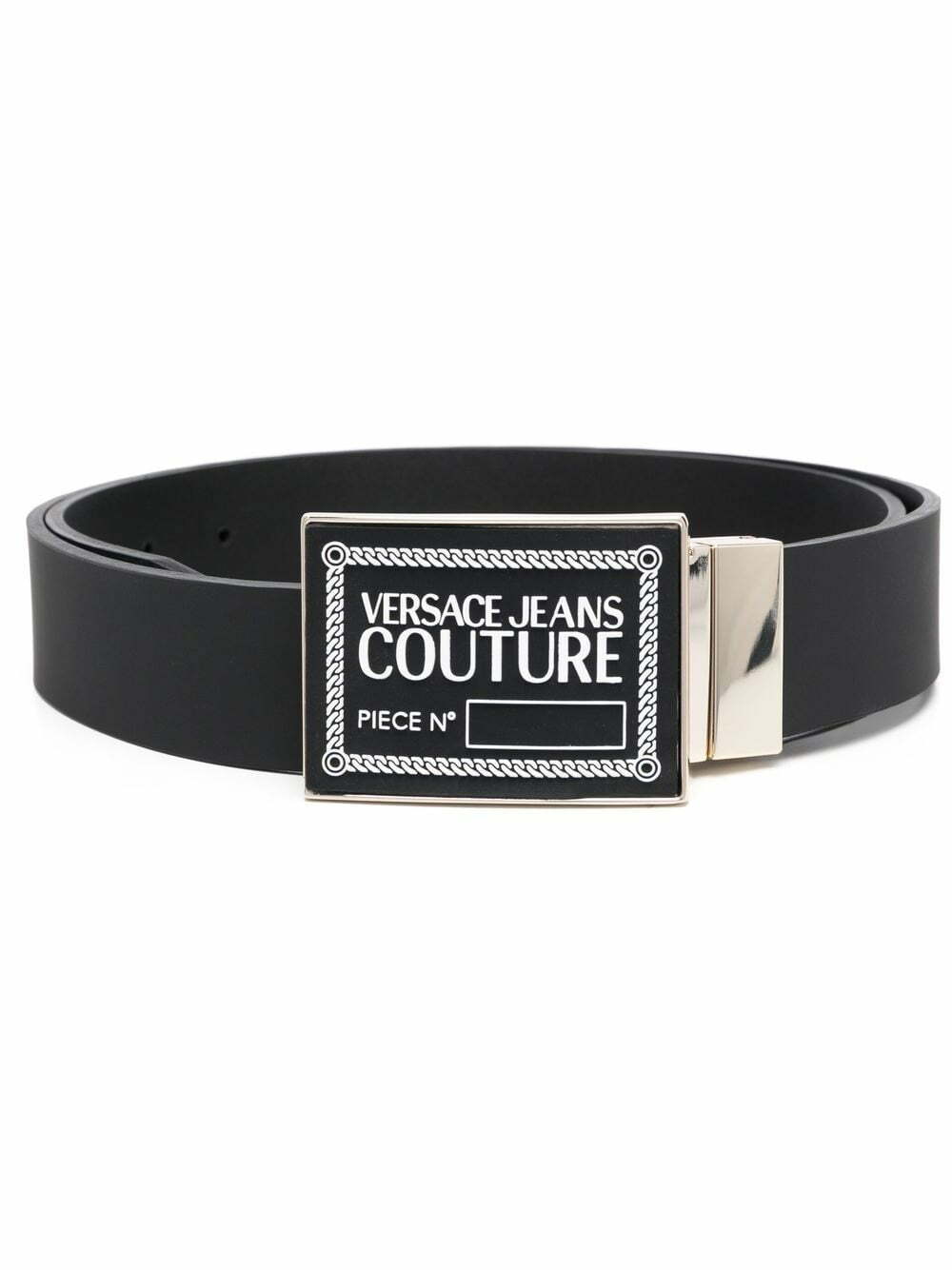 Versace logo-plaque leather belt