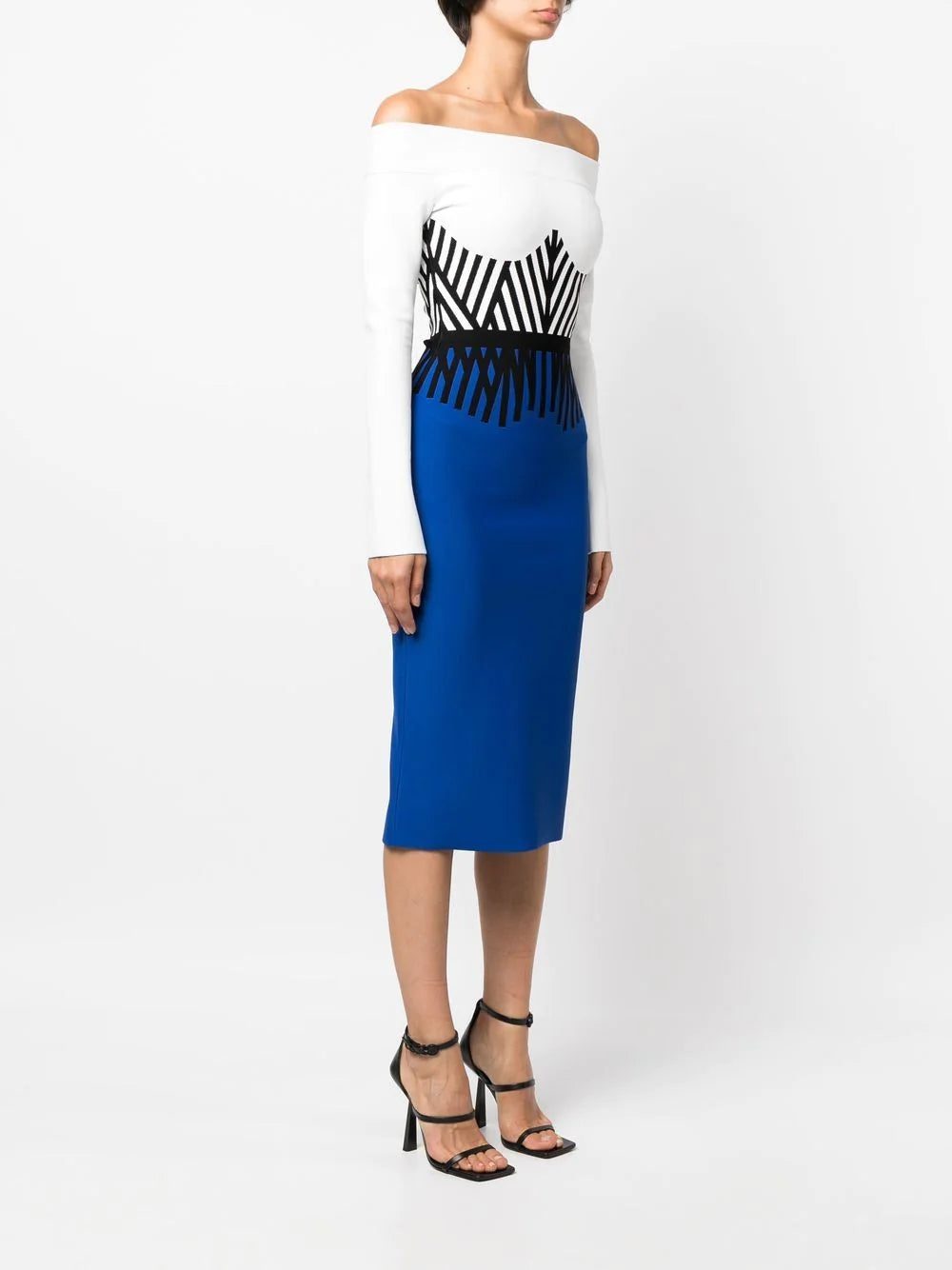 Alexander McQueen off-shoulder long-sleeve midi dress - Image 3