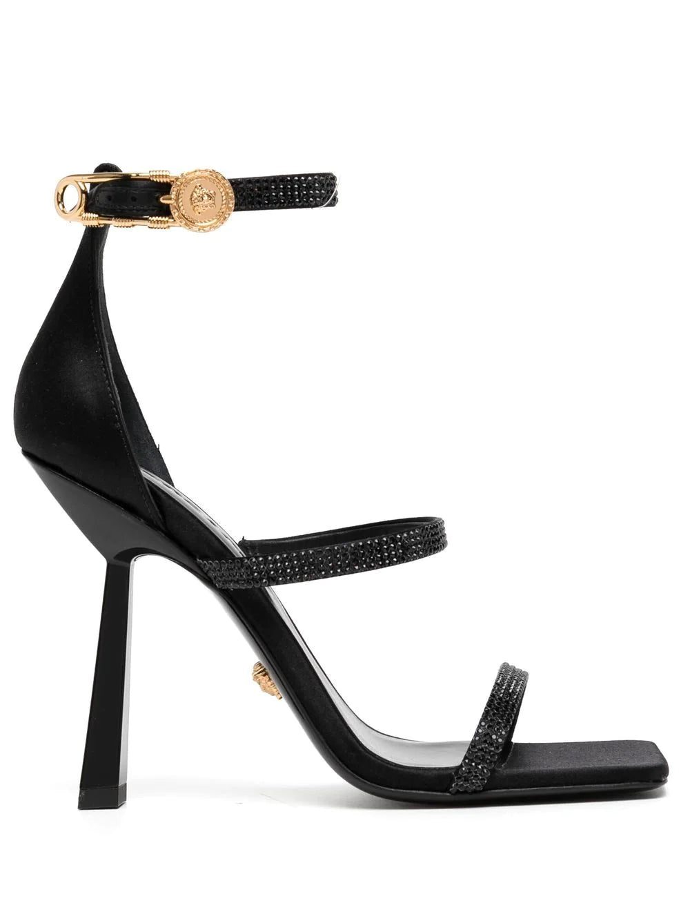 Versace Crystal Safety Pin 95mm sandals