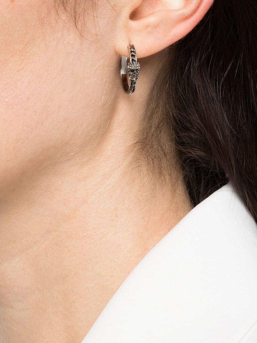 Alexander McQueen skull crystal-embellished hoop earrings - Image 2