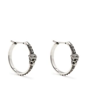 Alexander McQueen  skull crystal-embellished hoop earrings
