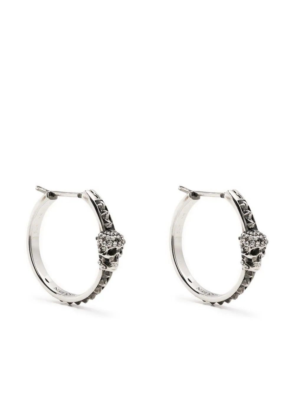 Alexander McQueen skull crystal-embellished hoop earrings