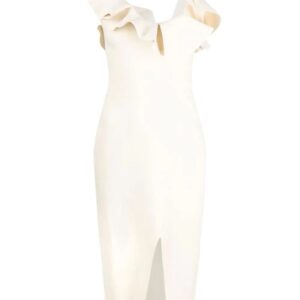 Alexander McQueen  ruffled-neckline midi dress