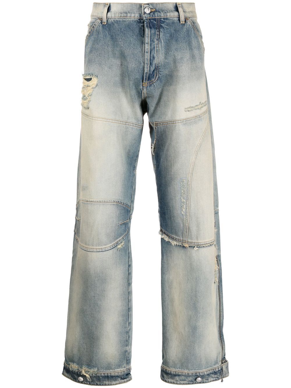 Balmain distressed wide-leg jeans