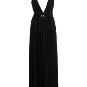 Saint Laurent chaink-link detail V-neck gown