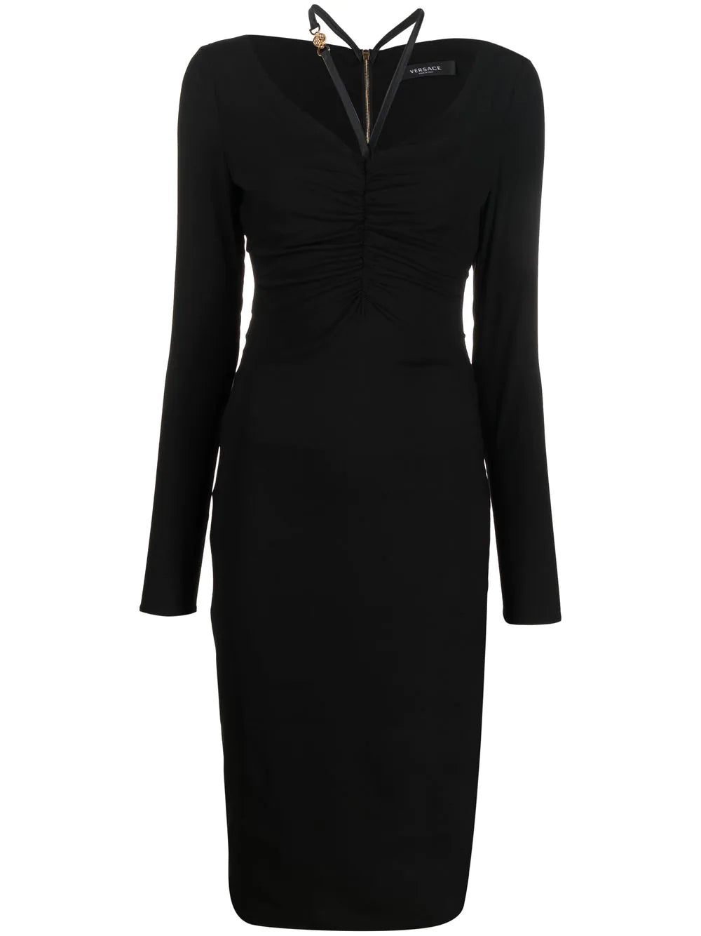 Versace Medusa Head ruched midi dress