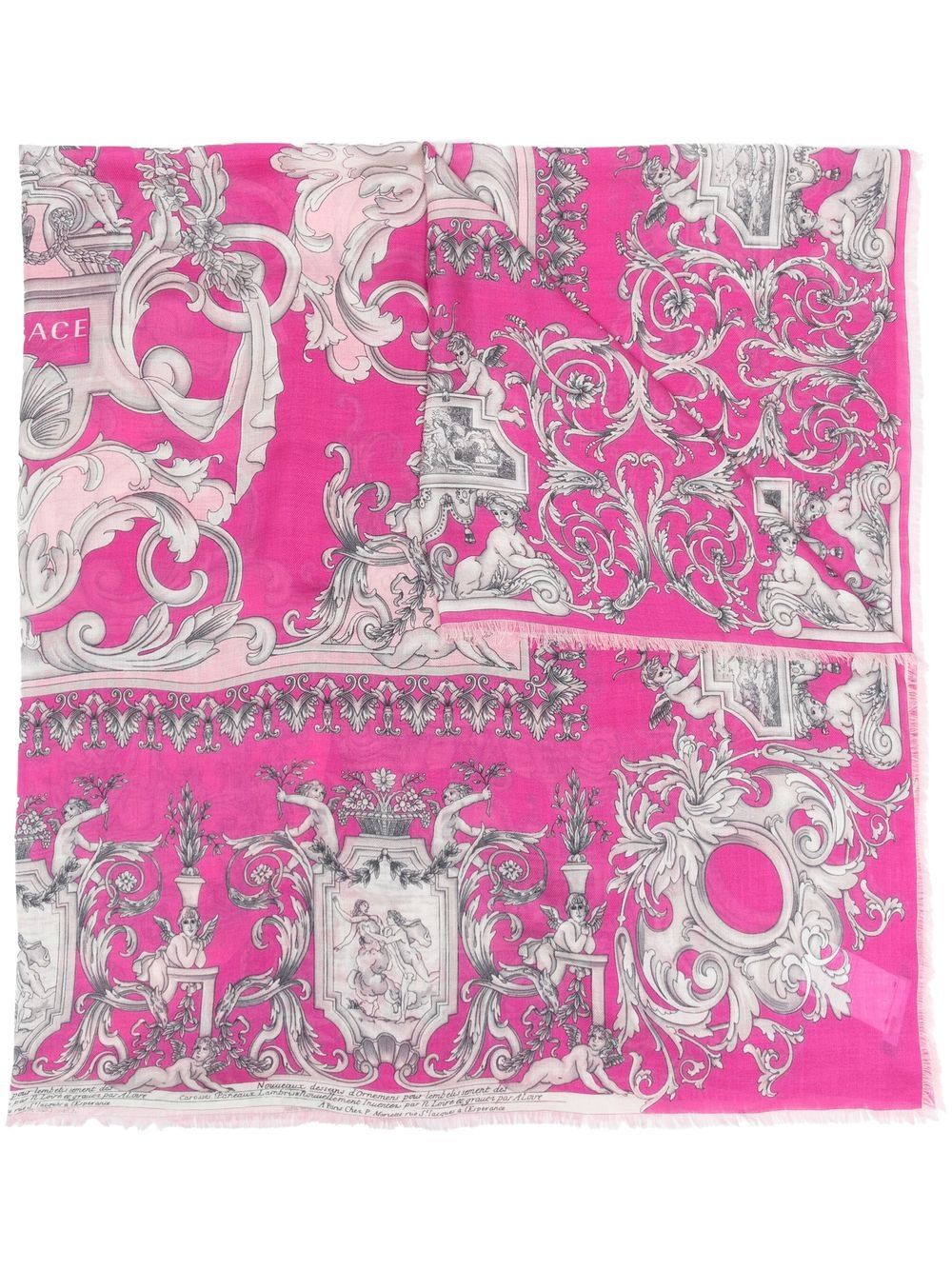 Versace logo wool-silk scarf