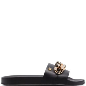 Versace  chain-link leather flip flops