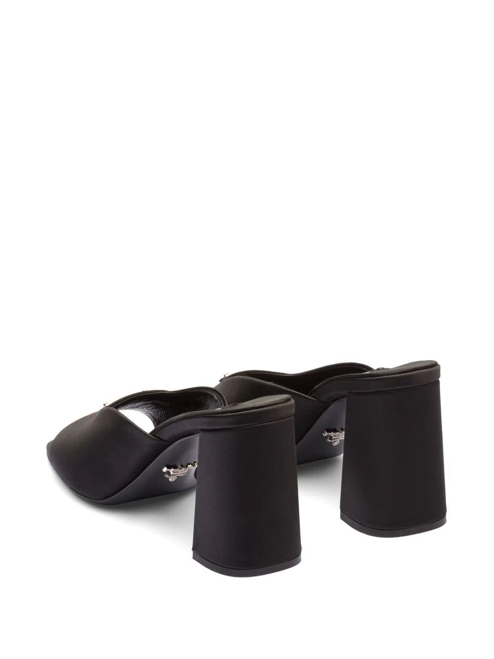 Prada enamel triangle logo 85mm high-heel satin slides - Image 3