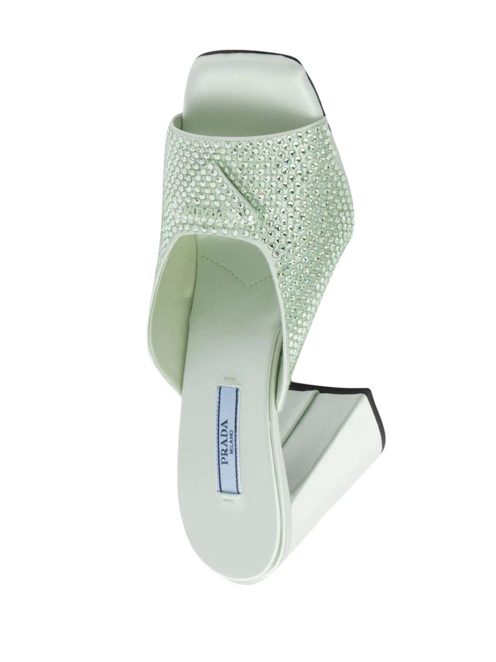 Prada crystal-studded high-heeled satin slides - Image 4
