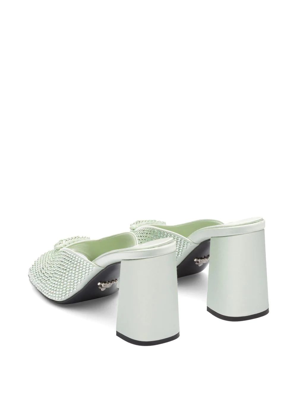 Prada crystal-studded high-heeled satin slides - Image 3