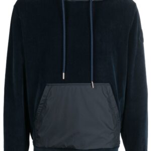 Moncler logo-patch sleeve velvet hoodie