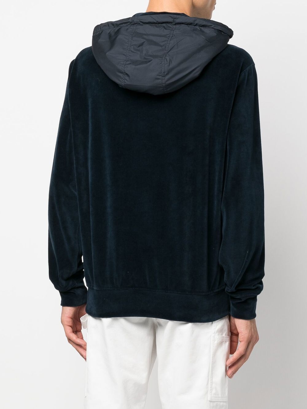 Moncler logo-patch sleeve velvet hoodie - Image 4