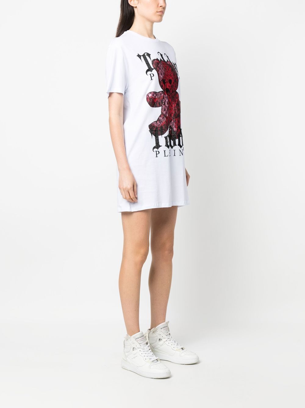 Philipp Plein Teddy Plein crystal-embellished T-shirt dress - Image 4